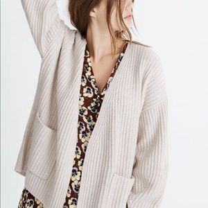 Madewell cream ribbed cardigan Size small